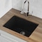 Ruvati 24-inch Fireclay Undermount / Drop-in Topmount Kitchen Sink Single Bowl Glossy Black RVL2420BK - alternate 1